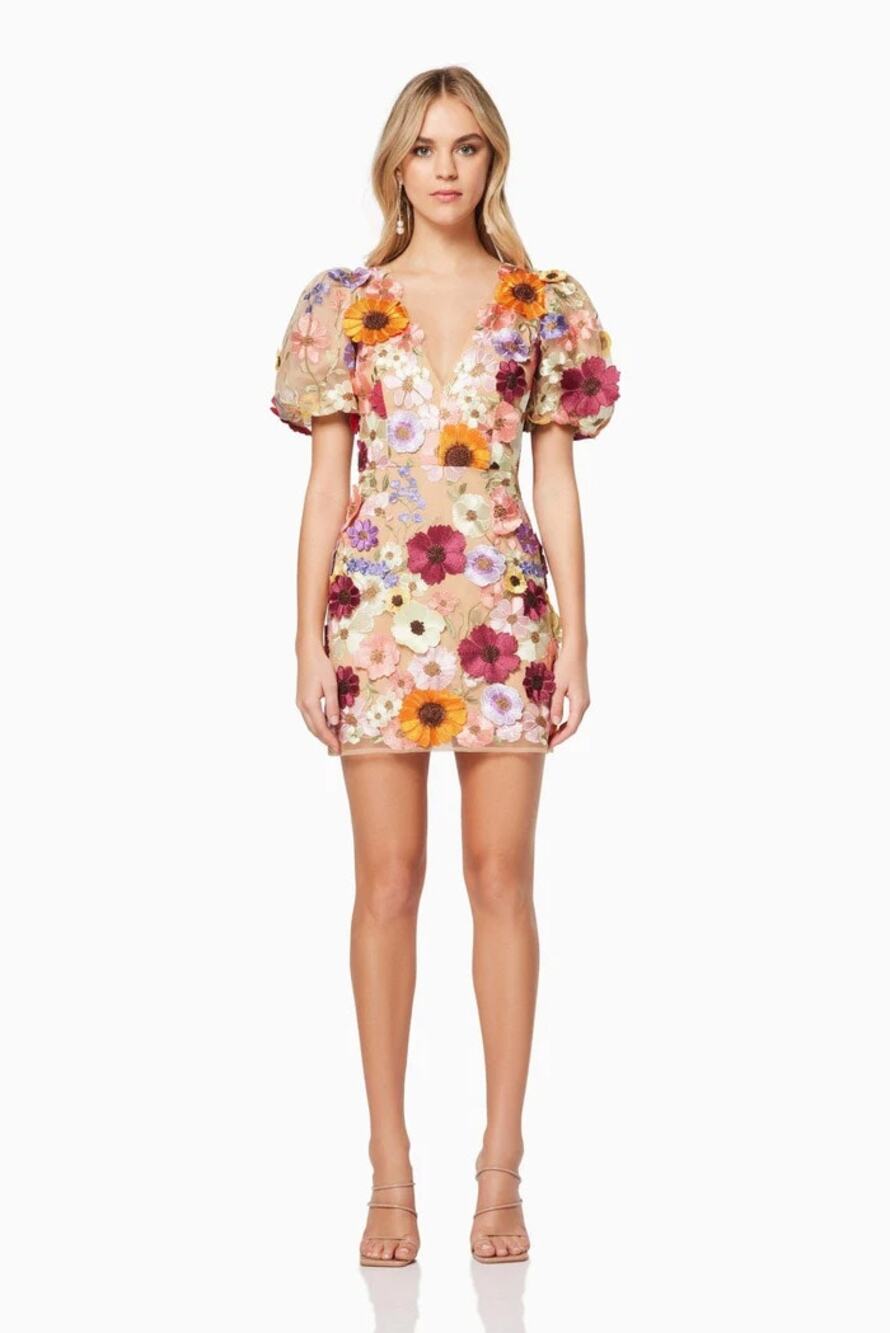 Elliatt Rosalind 3D Floral Mini Dress in Pink Small S